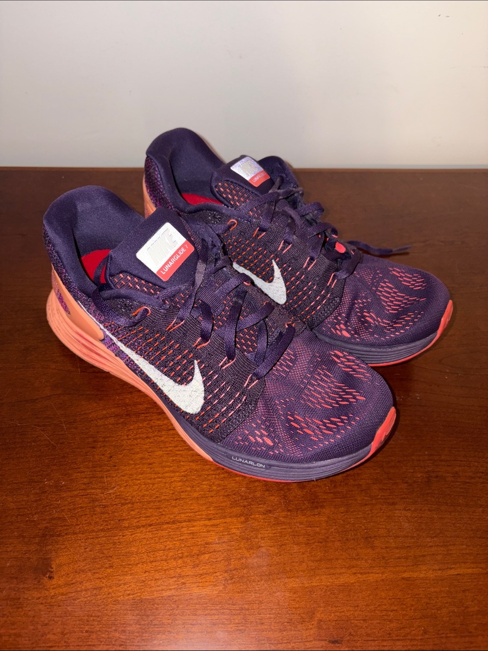 Nike Women’s Lunarglide 7 Athletic Shoes - Navy with Coral Accents